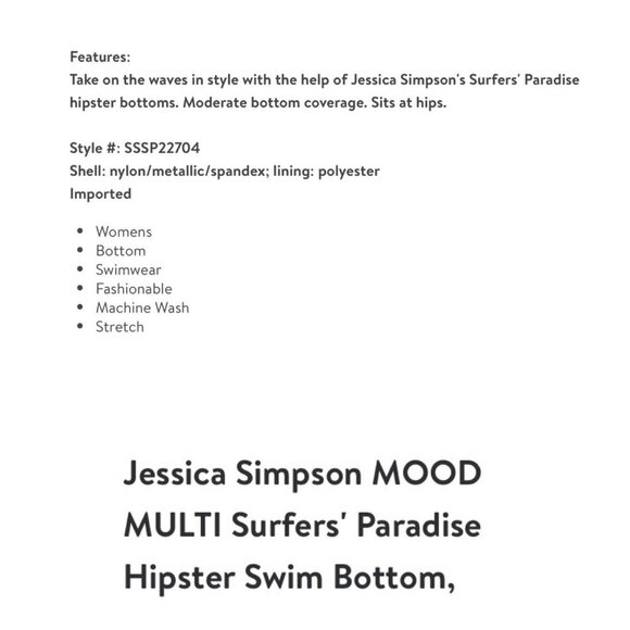 Jessica Simpson Womens Size M‎ Blue Surfers Paradise Hipster Swim Bottoms NWT - Picture 4 of 11